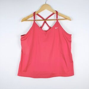 Nike Dri-Fit Tank Top Womens XXL Coral Pink Athletic Built In Bra Racerback